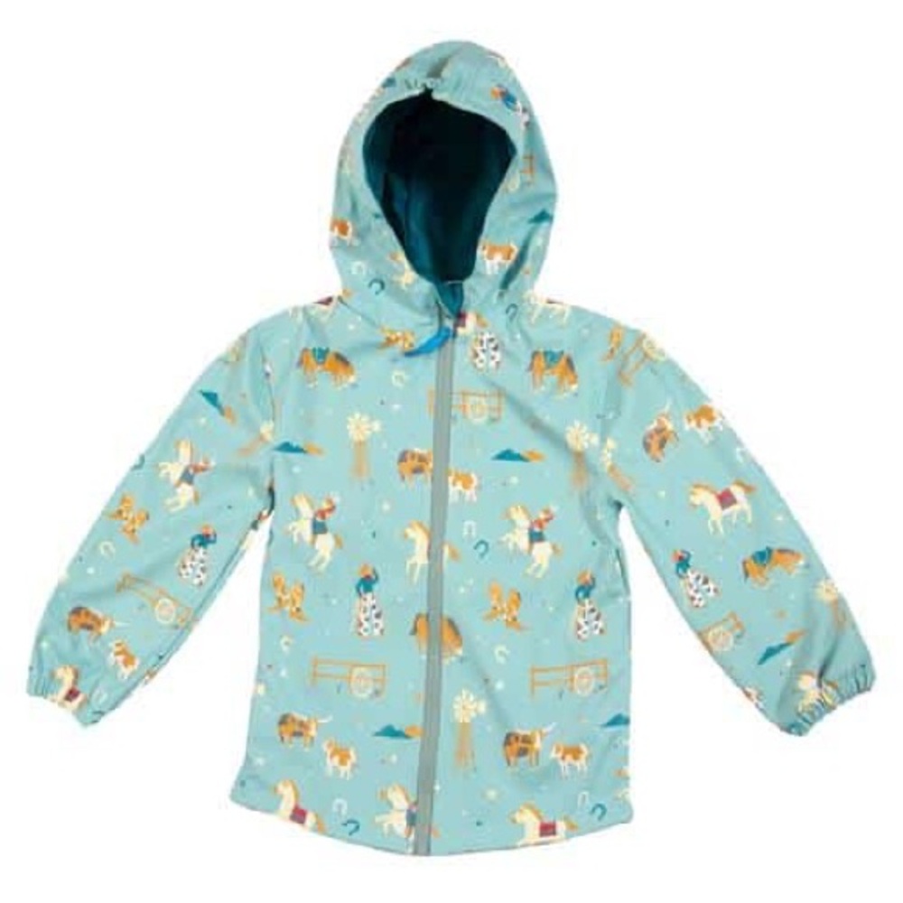 NWT - Stephen Joseph Kids Blue Horse Print Raincoat